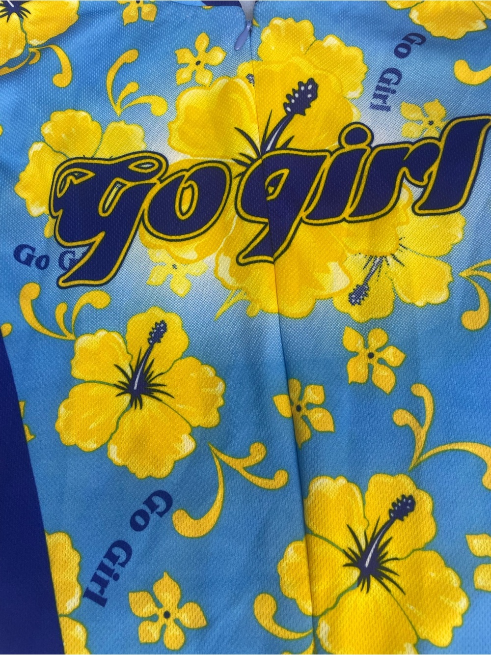 Women's Blue & Yellow Floral Cycling Jersey - Picture 3 of 4
